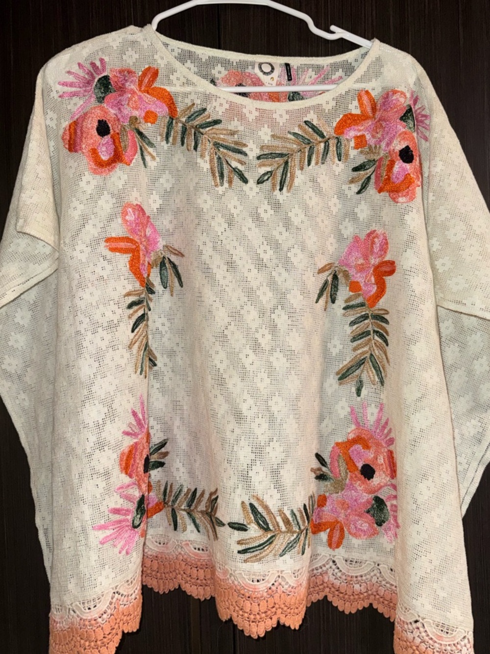 Akemi + Kin Anthropologie Embroidered Floral Lace Boho Top XS Cottagecore Sheer